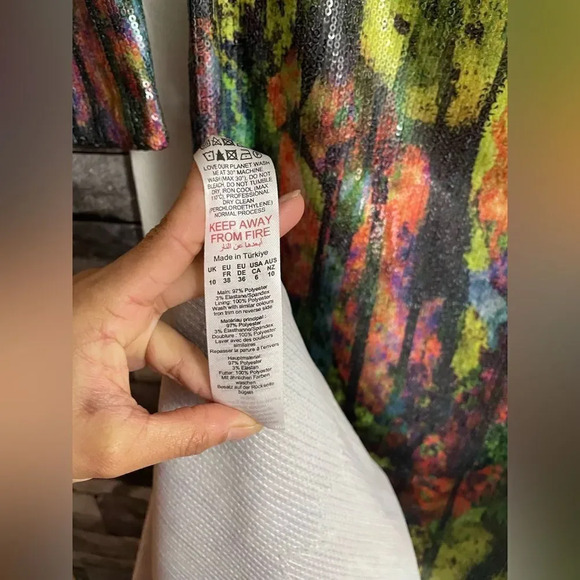 Nasty Gal Abstract Printed Sequin Halter Neck Dress - Picture 15 of 16